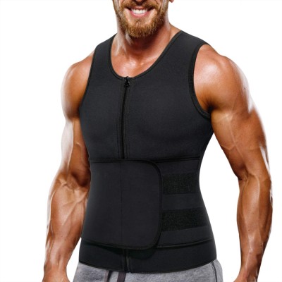 Neoprene Sauna Suit for Men Waist Trainer Vest Zipper Body Shaper with Adjustable Tank Top