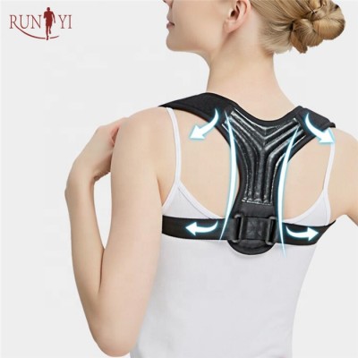 Amazon adjustable breathable neoprene shoulder unisex black back posture trainer belt corrector brace for girls women